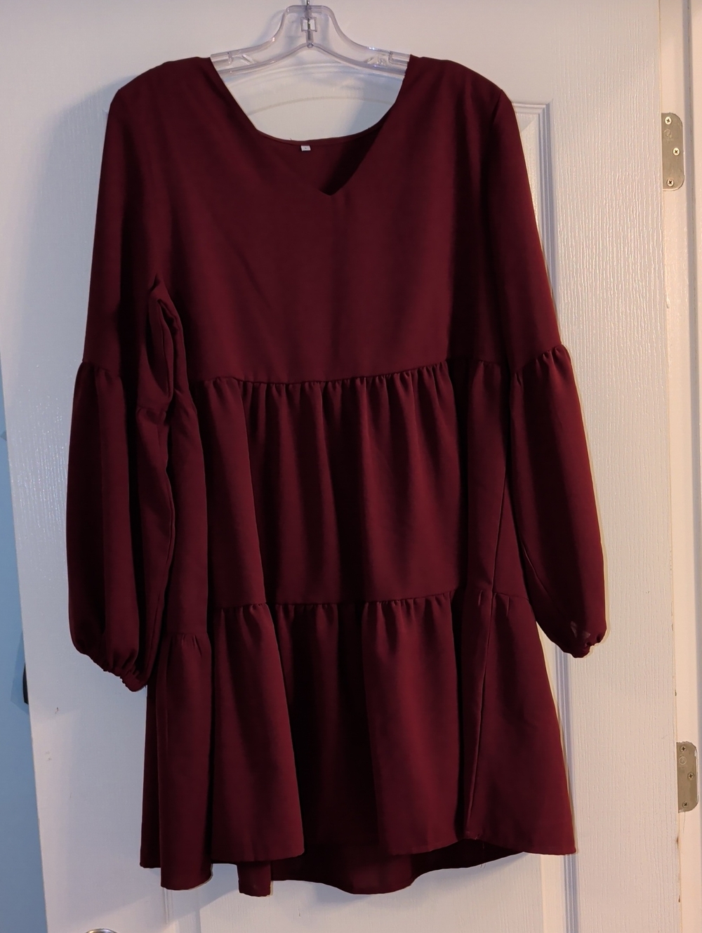 Women's Long Sleeve Tiered Dress - Burgundy
